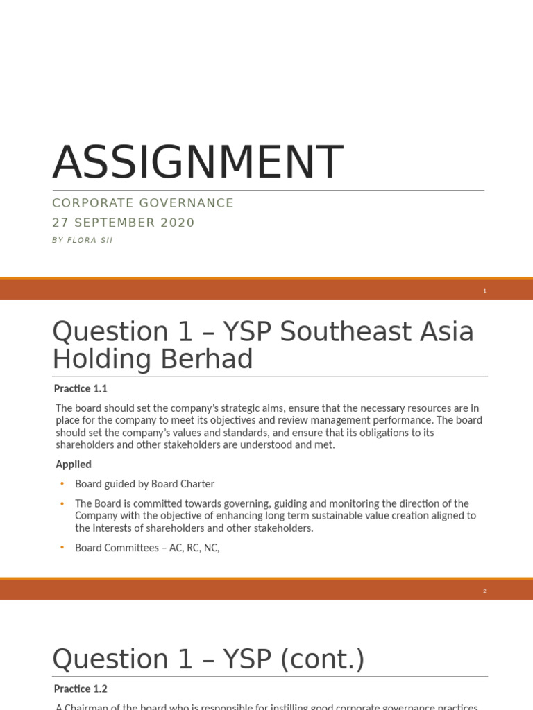 Assignment - CG 270920 | PDF | Corporate Governance | Business