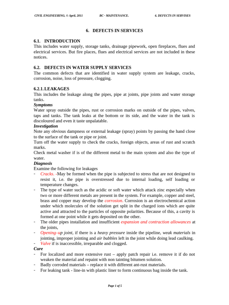 Water Supply Defects and Solutions | PDF | Leak | Water Heating