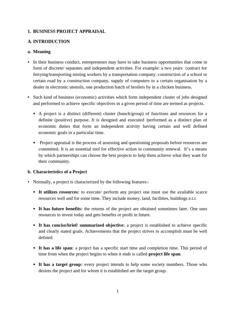 Business Project Appraisal Guide | PDF | Economies | Business