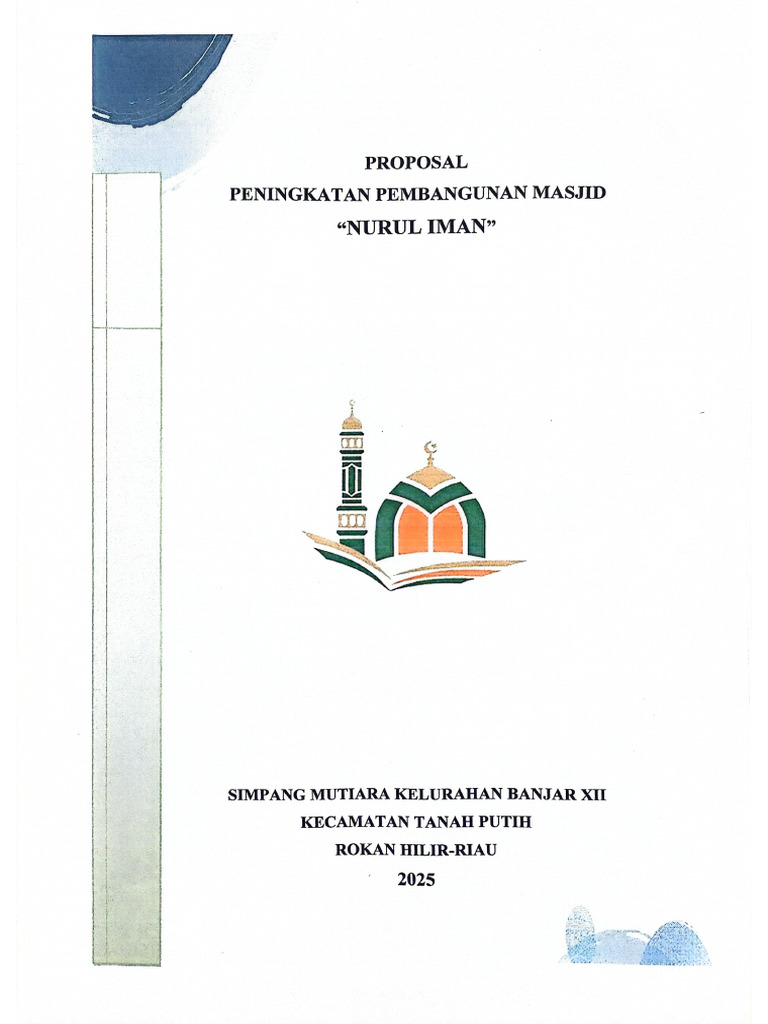 Proposal Masjid Nurul Iman Simpang Mutiara Kec - Tanah Putih | PDF