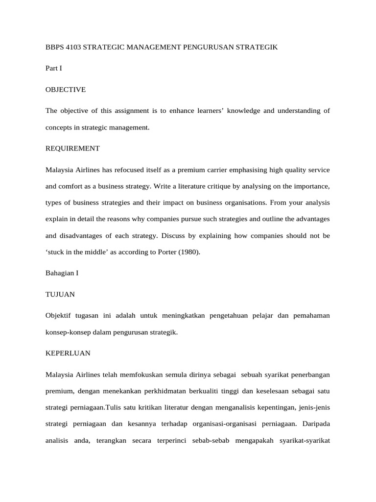 Bbps 4103 Strategic Management Pengurusan Strategik | PDF