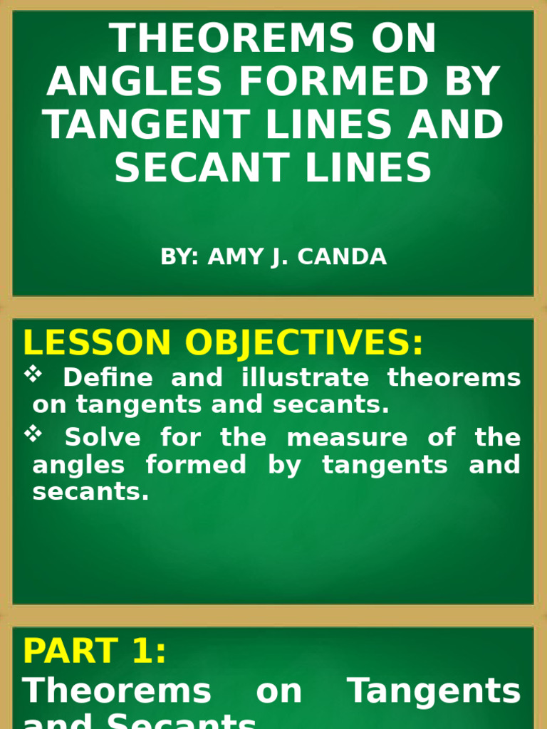 Tangent and Secant Angle Theorems | PDF