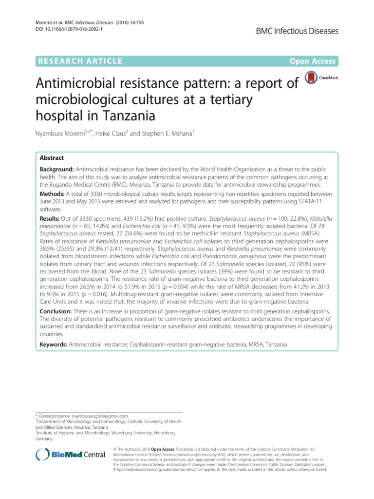 Antimicrobial Resistance in Tanzania Hospital | PDF | Methicillin ...
