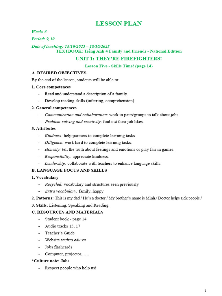Lesson Plan: Family Jobs for Kids | PDF | Vocabulary | Lesson Plan