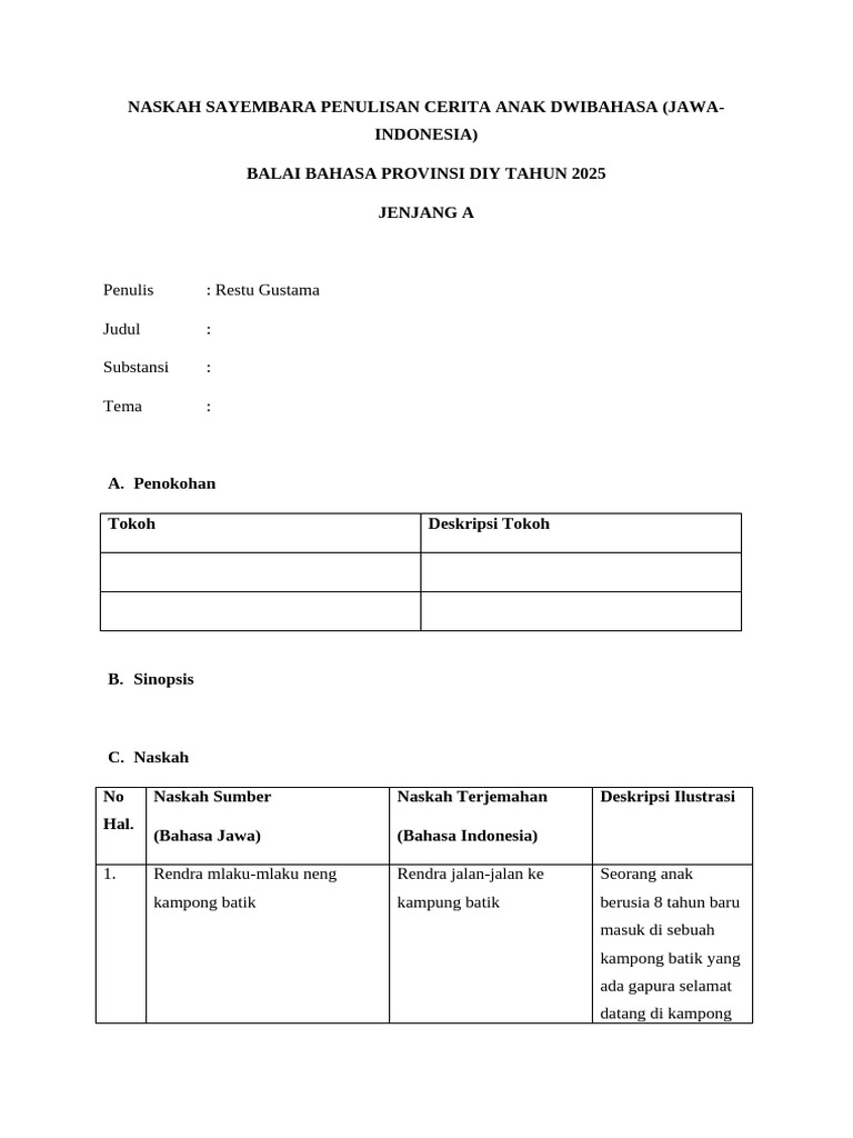 Format Naskah Jenjang A | PDF