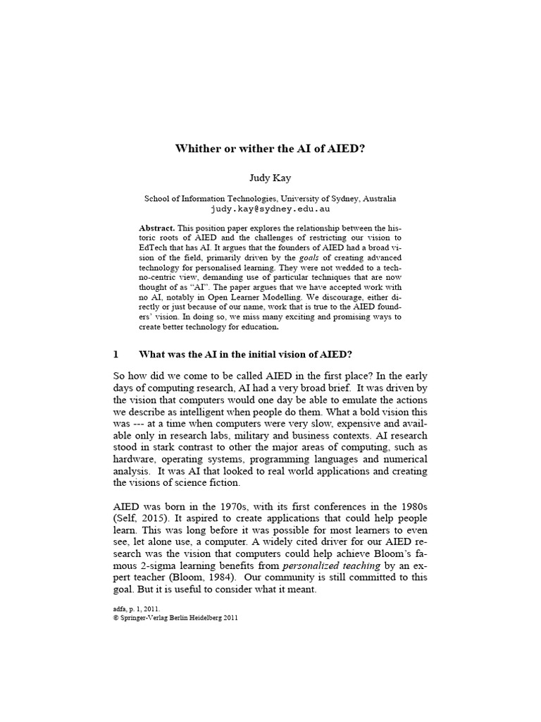 AI's Evolving Role in AIED Education | PDF | Artificial Intelligence ...