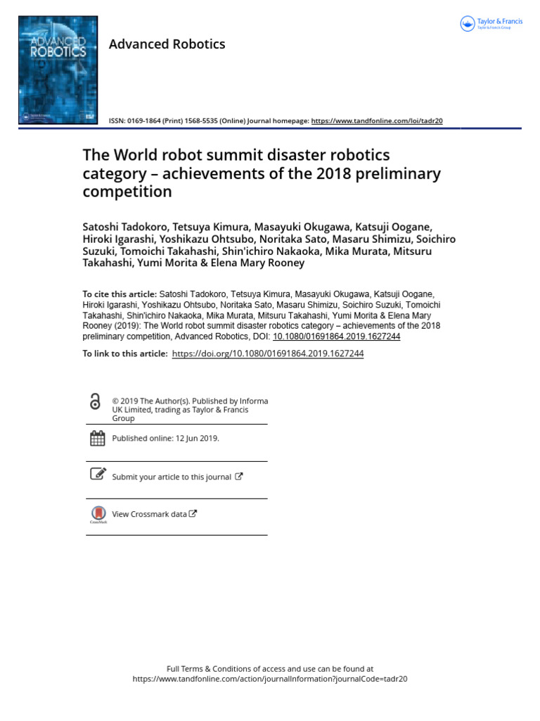 The World Robot Summit Disaster Robotics Category | PDF | Robot | Robotics