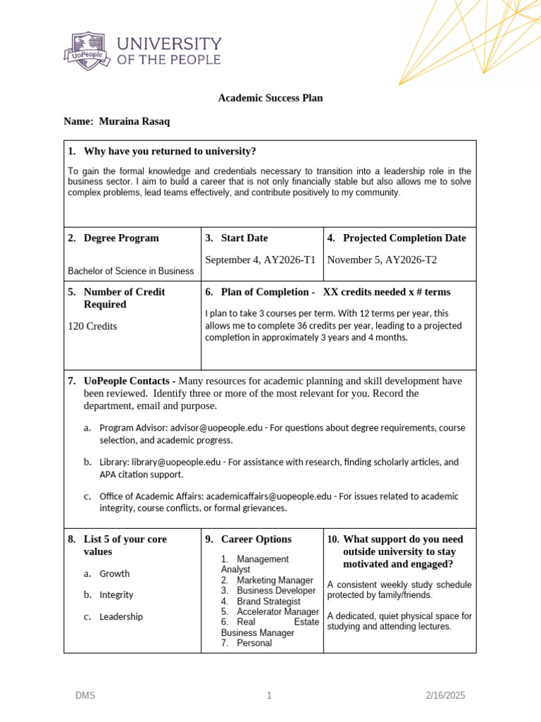 Academic Success Plan Overview | PDF | Lecture | Learning