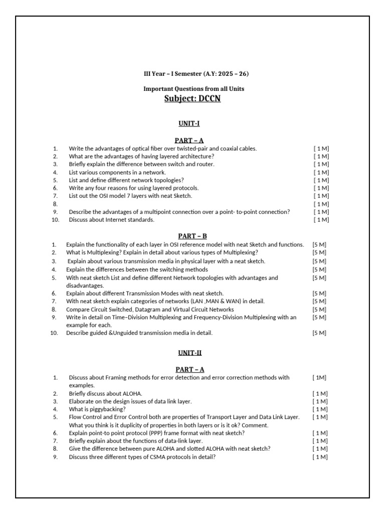 Important DCCN Questions for 2025-26 | PDF | Domain Name System ...