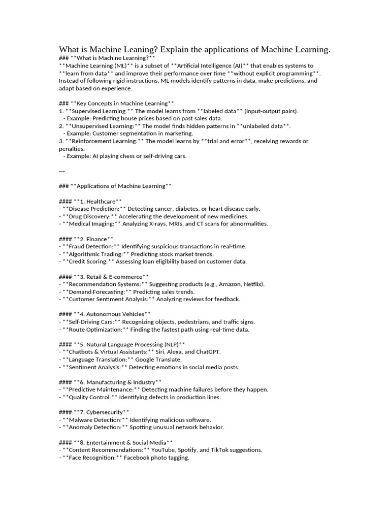 Machine Learning Overview and Applications | PDF | Machine Learning ...