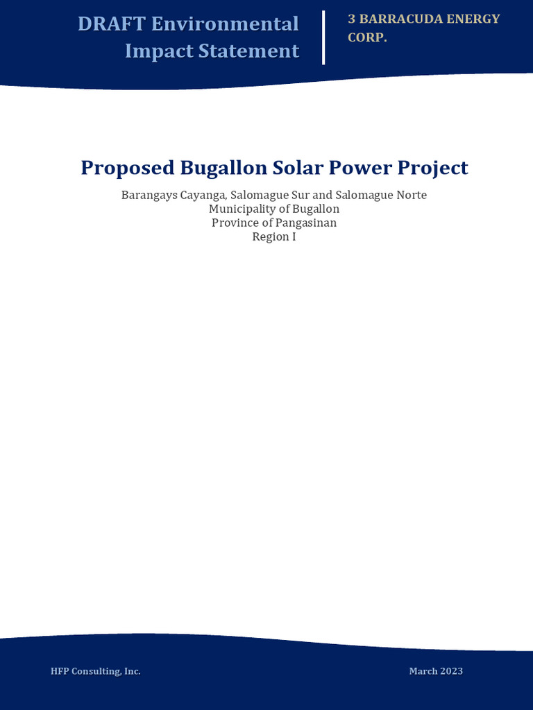 Bugallon Solar Power Project EIS Report | PDF | Environmental Impact ...