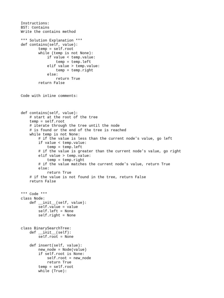Implementing BST Contains Method | PDF | Computer Programming ...