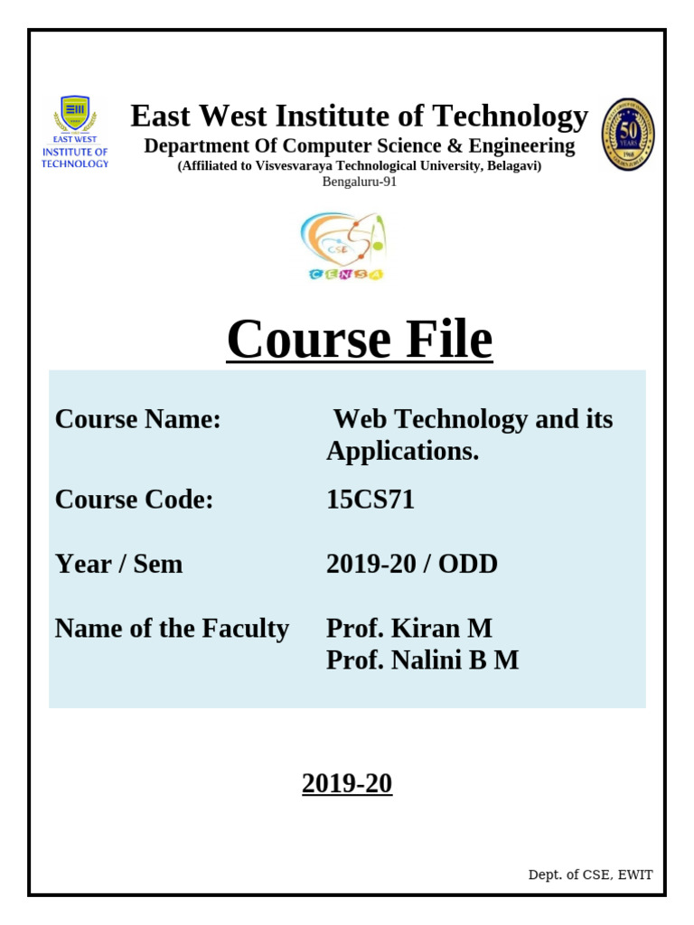 Updated WT (15CS71) Course File 2019-2020 | PDF | Html Element | Html