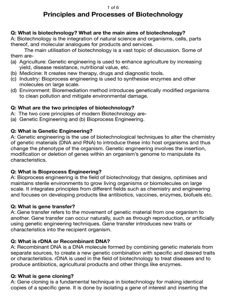 Principles of Biotechnology Explained | PDF | Polymerase Chain Reaction ...
