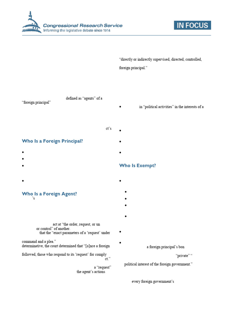 FARA Legal Overview and Requirements | PDF | Congressional Research ...