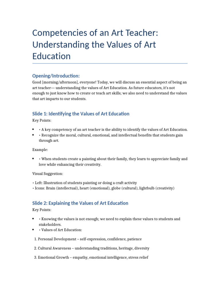 Competencies of Art Teacher Presentation Group1 | PDF | Visual Arts ...