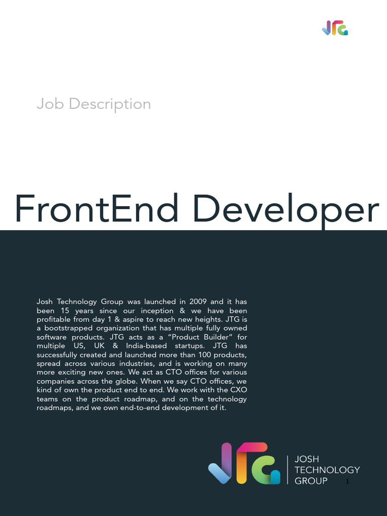Frontend Developer Internship at JTG | PDF | Angular Js | Bootstrap ...