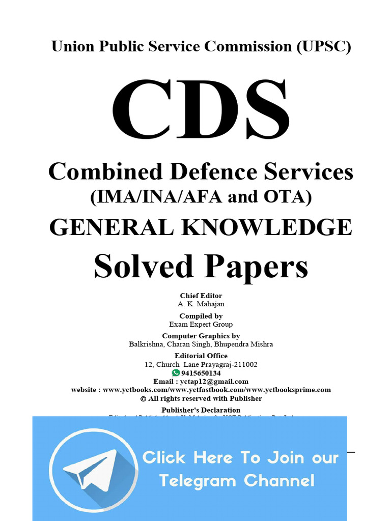 CDS General Knowledge Solved Papers | PDF | Mahatma Gandhi