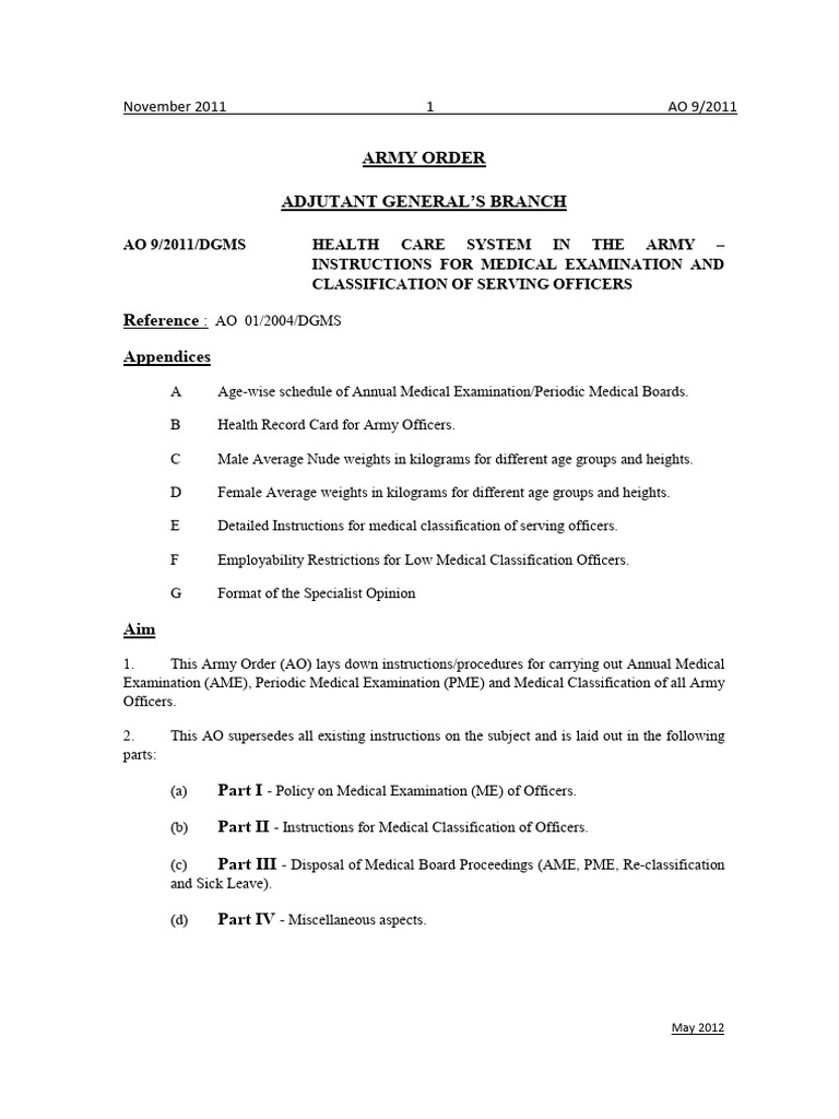 Army Medical Examination Guidelines | PDF | Physical Examination ...