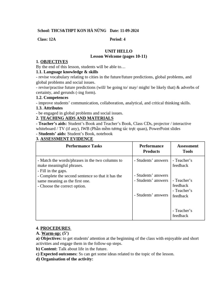 Future Cities and Healthy Living Lesson Plan | PDF | Syntax | Linguistics