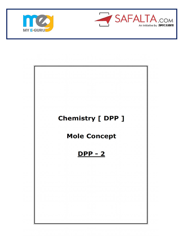 Aks Sir Chemistry Mole Concept Dpp 2 Safalta 5fc50d8979957 | PDF