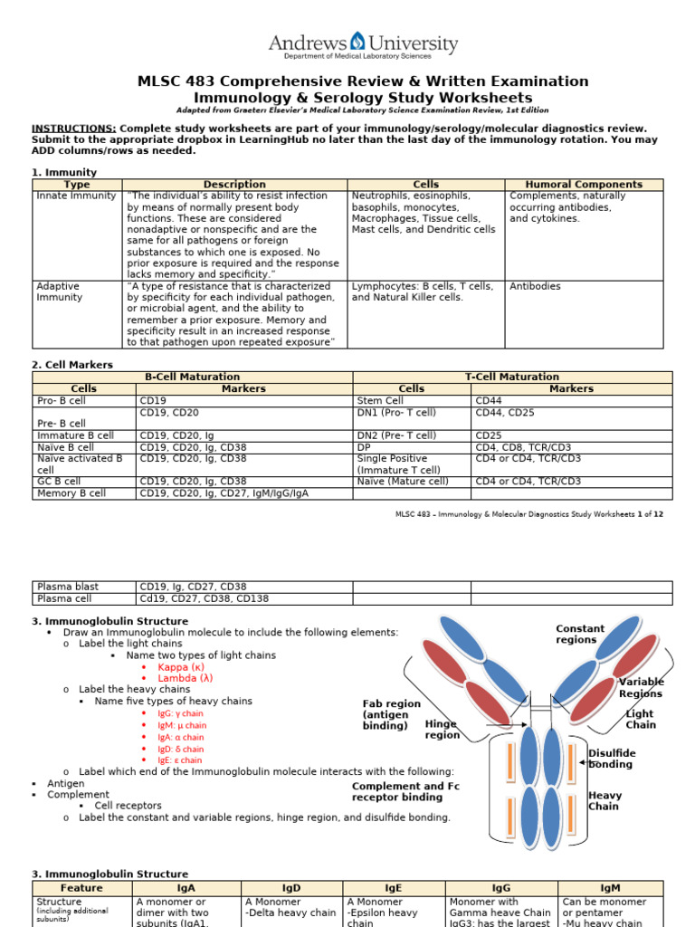 Immunology & Serology Study Guide | PDF | Antibody | Immune System
