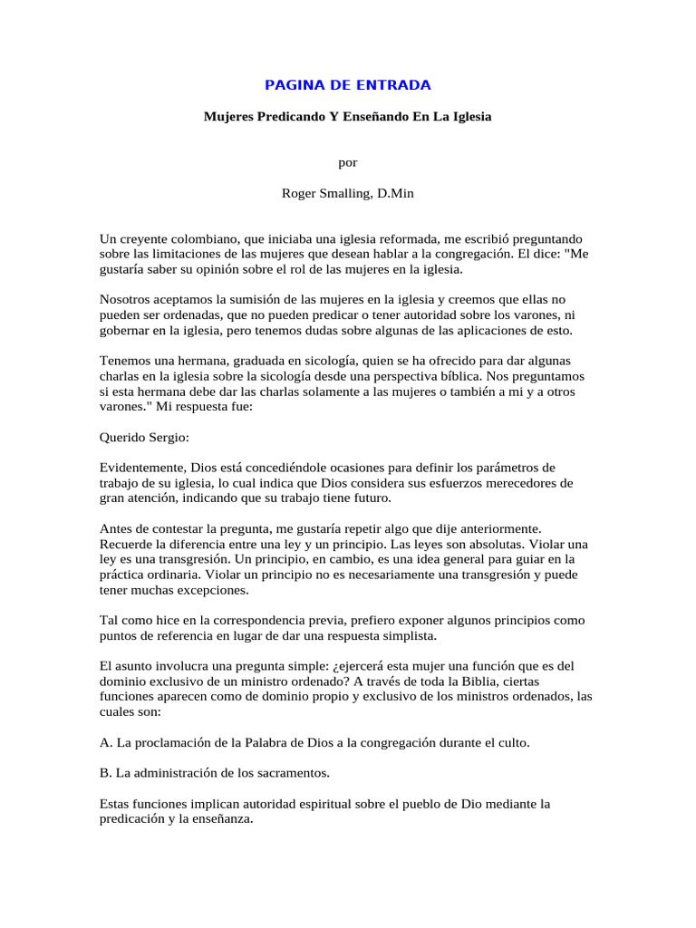 Rol de las Mujeres en la Iglesia | PDF | Iglesia cristiana | Biblia