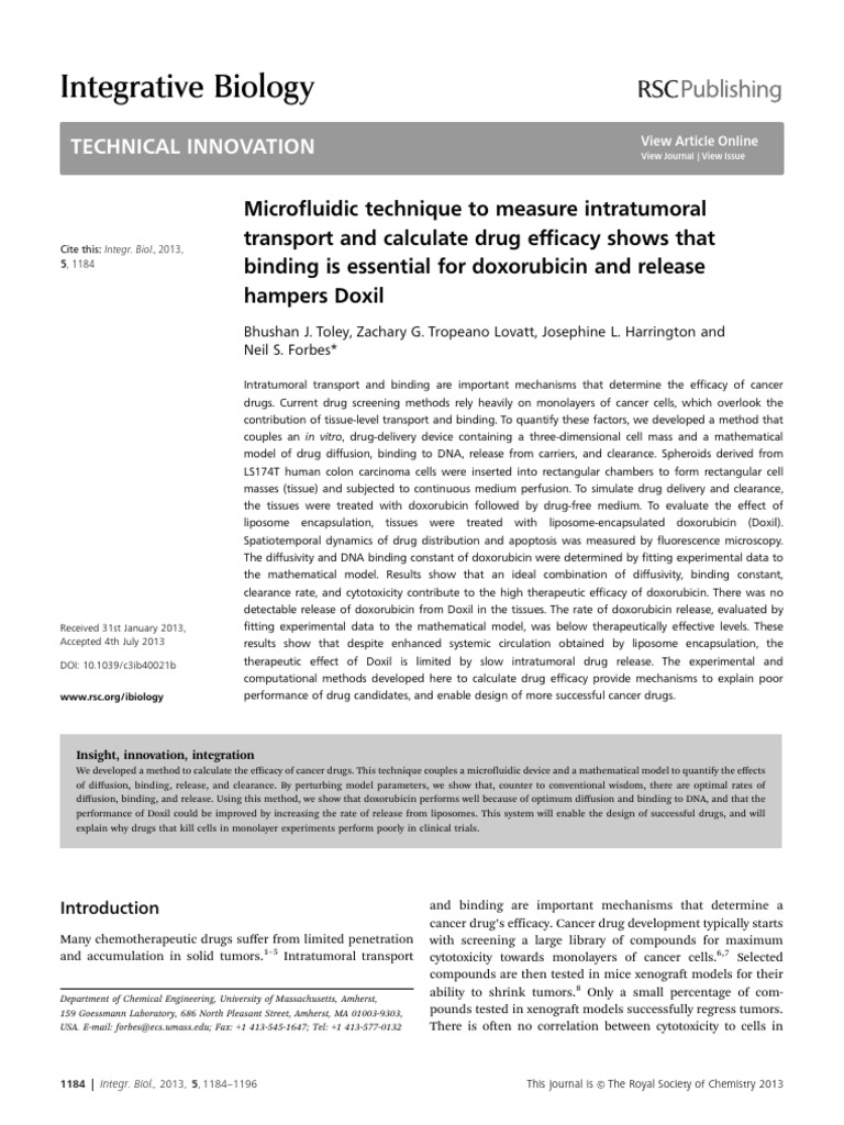 Toley 2013 Integrative Biology | PDF | Chemotherapy | Health Sciences