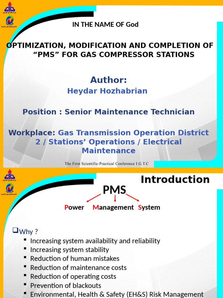 اصلاح ، بهینه سازی و تکمیل Pms در ایستگاههای تقویت فشار گاز | PDF ...