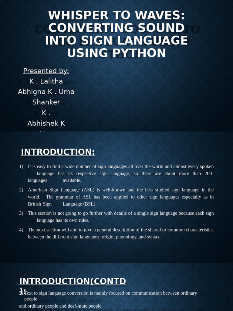 Sound to Sign Language Conversion in Python | PDF | Sign Language ...
