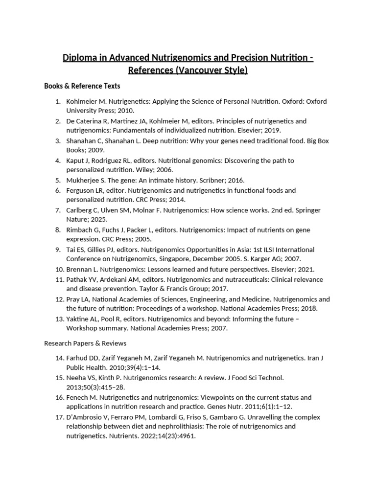 Nutrigenomics and Precision Nutrition Guide | PDF | Genetics ...