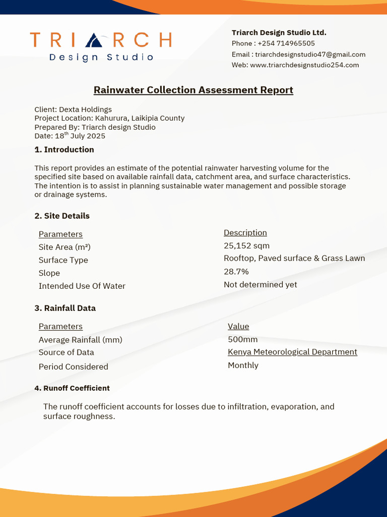 Rainwater Harvesting Assessment Report | PDF | Surface Runoff ...