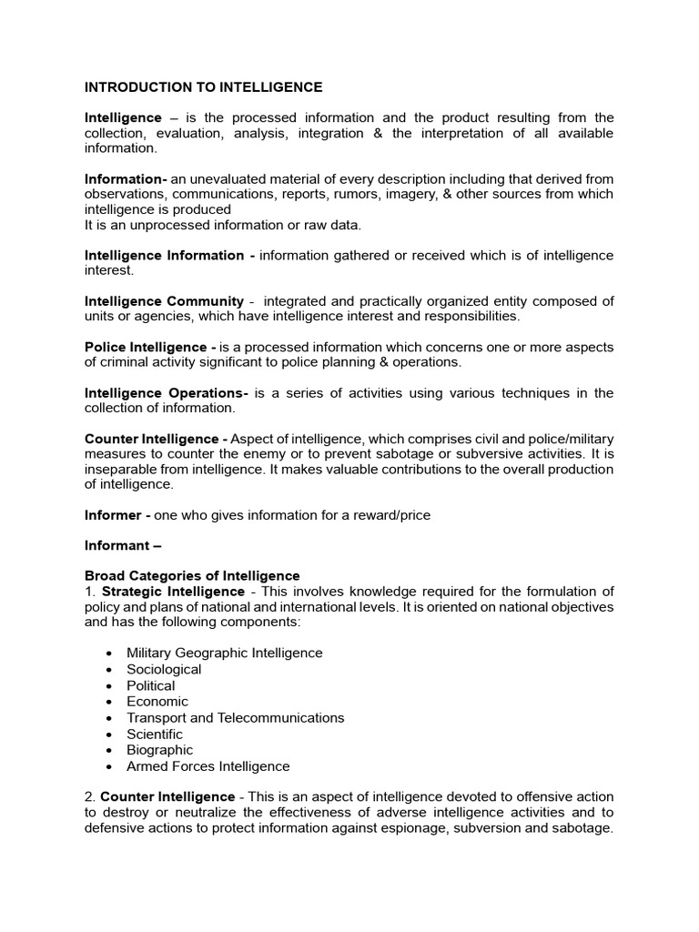 Understanding Intelligence Operations | PDF | Military Intelligence ...