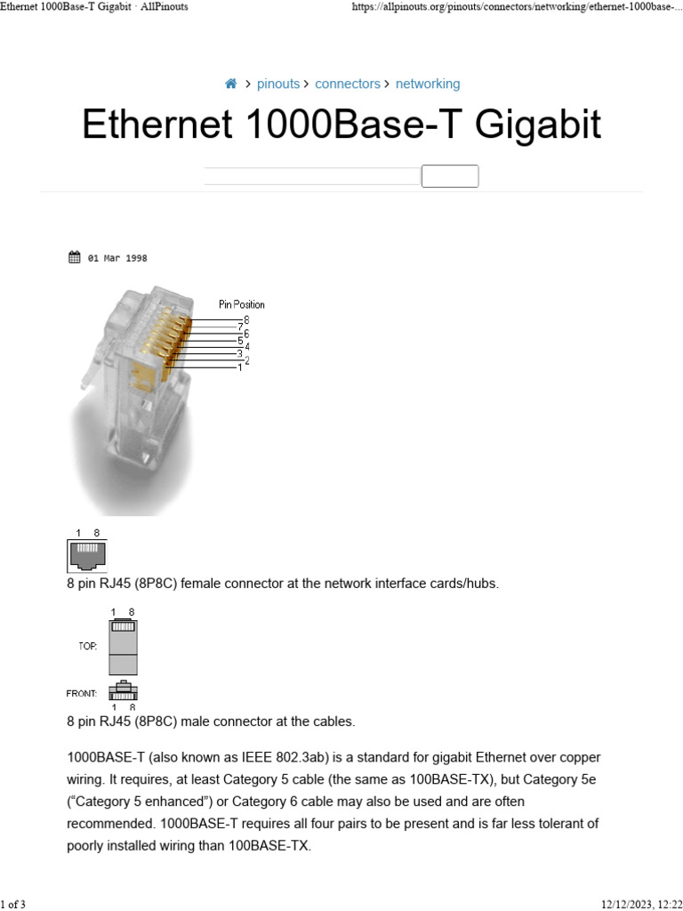 1000Base-T Ethernet Wiring Guide | PDF | Computer Standards ...