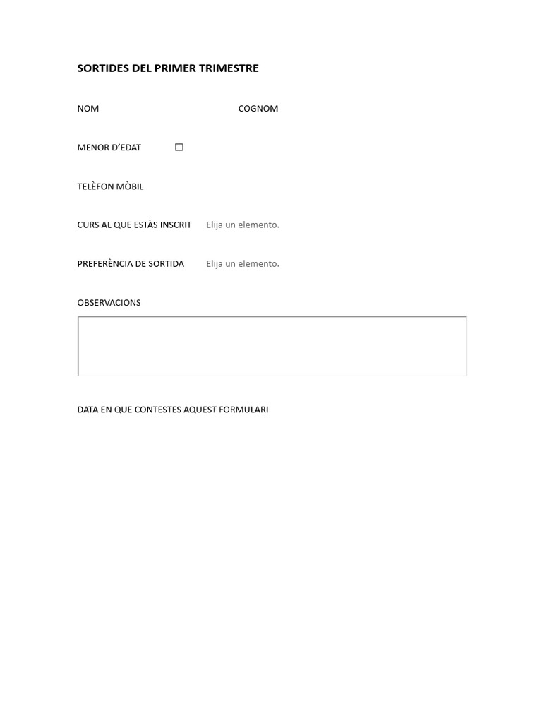 Formulari Sortides | PDF