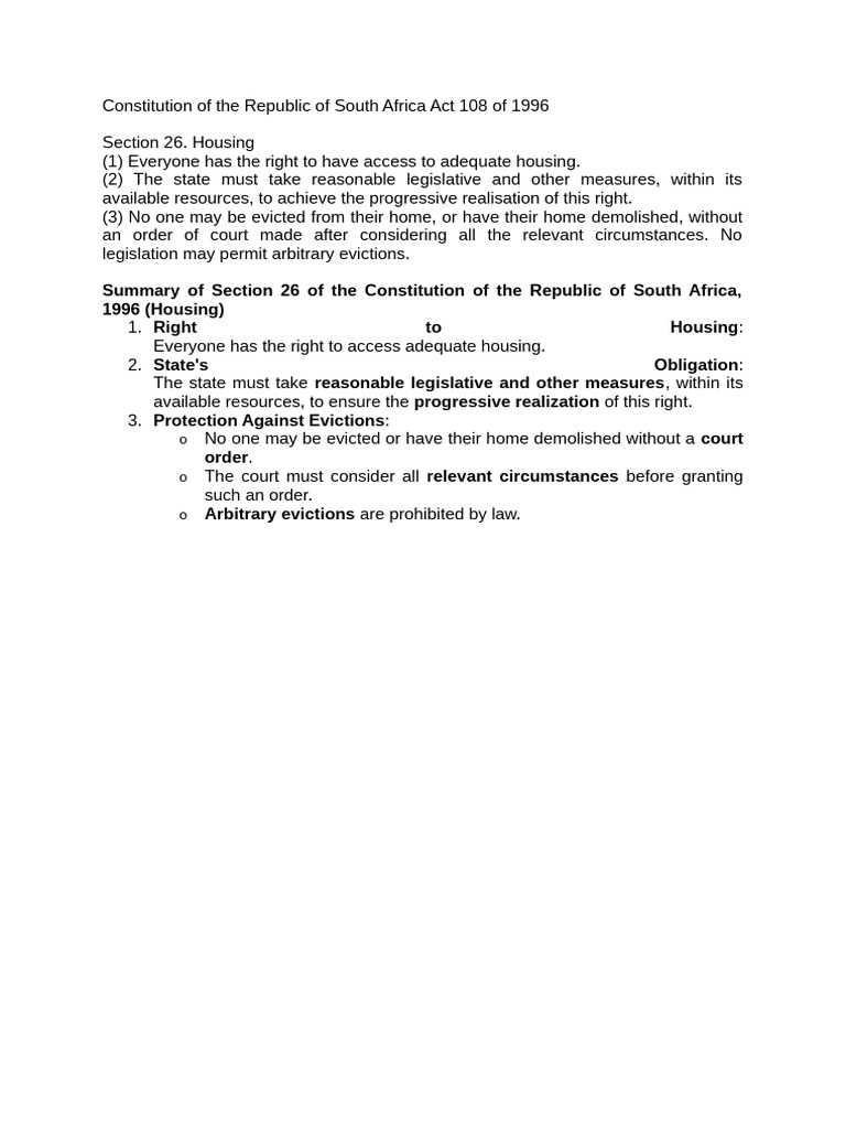 Constitution Section 23. Housing | PDF