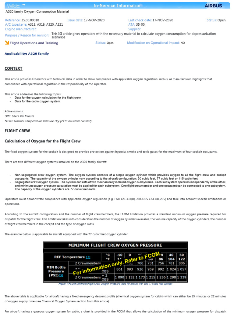 A320 Family Oxygen Consumption Material | PDF | Oxygen | Altitude