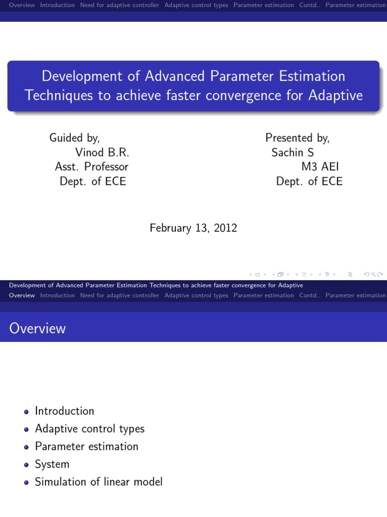 Advanced Techniques for Adaptive Control | PDF | Estimation Theory ...