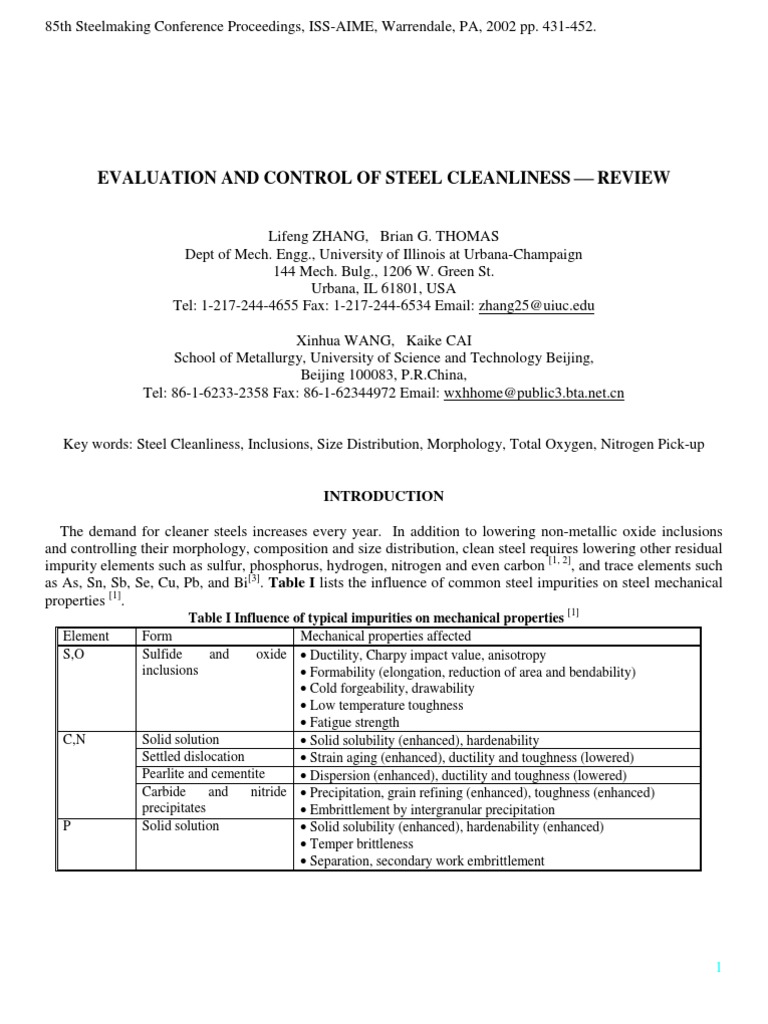 Steel Cleanliness Control Guide | PDF | Steel | Casting (Metalworking)