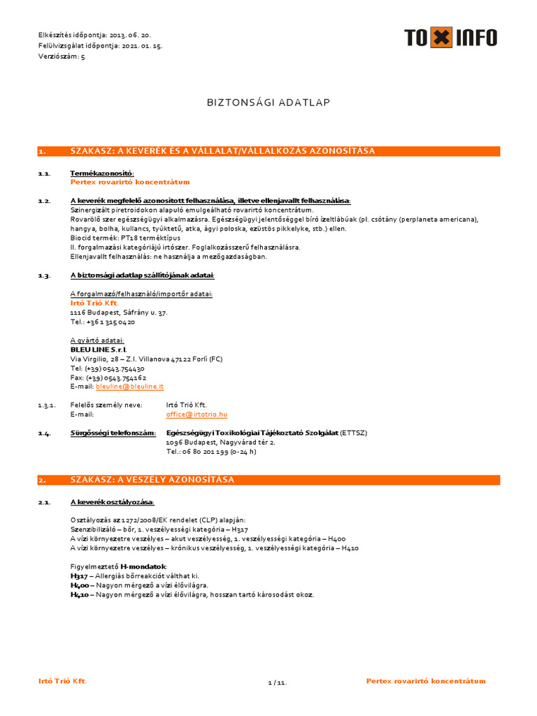 Pertex Rovarirto Koncentratum | PDF