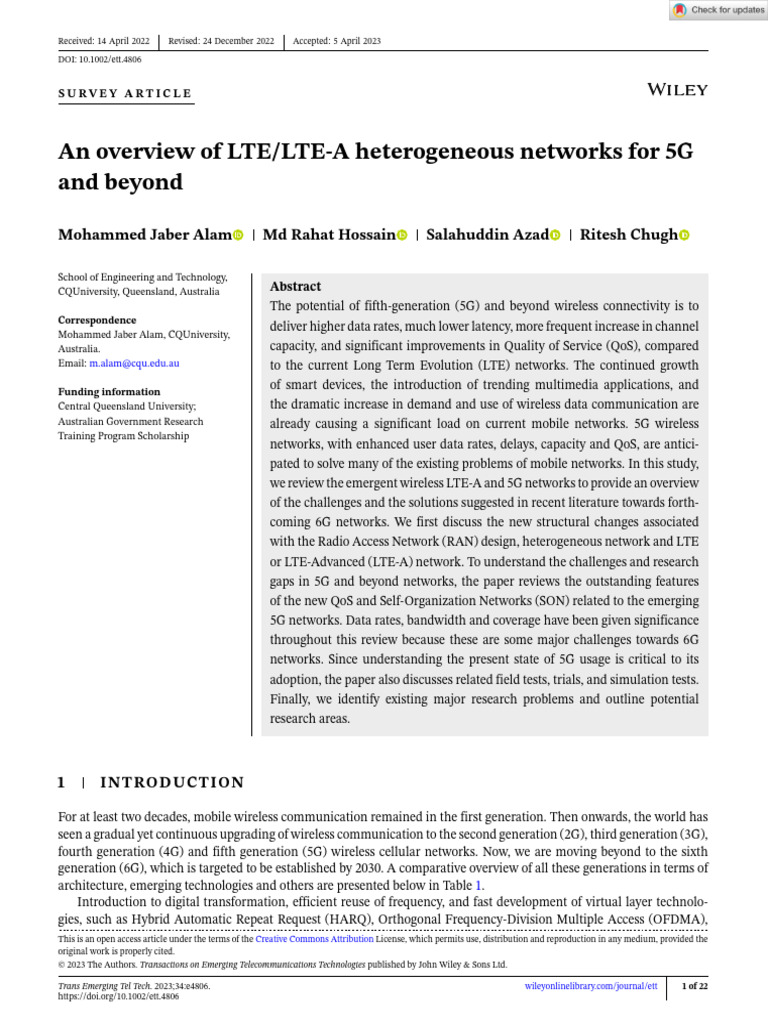 Overview of LTE-A and 5G Networks | PDF | Lte Advanced | Cellular Network