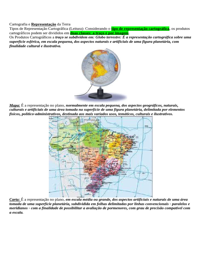 Tipos de Representação Cartográfica | PDF | Cartografia | Mapa
