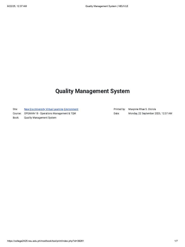 Quality Management System Overview | PDF | Quality Management | Quality ...