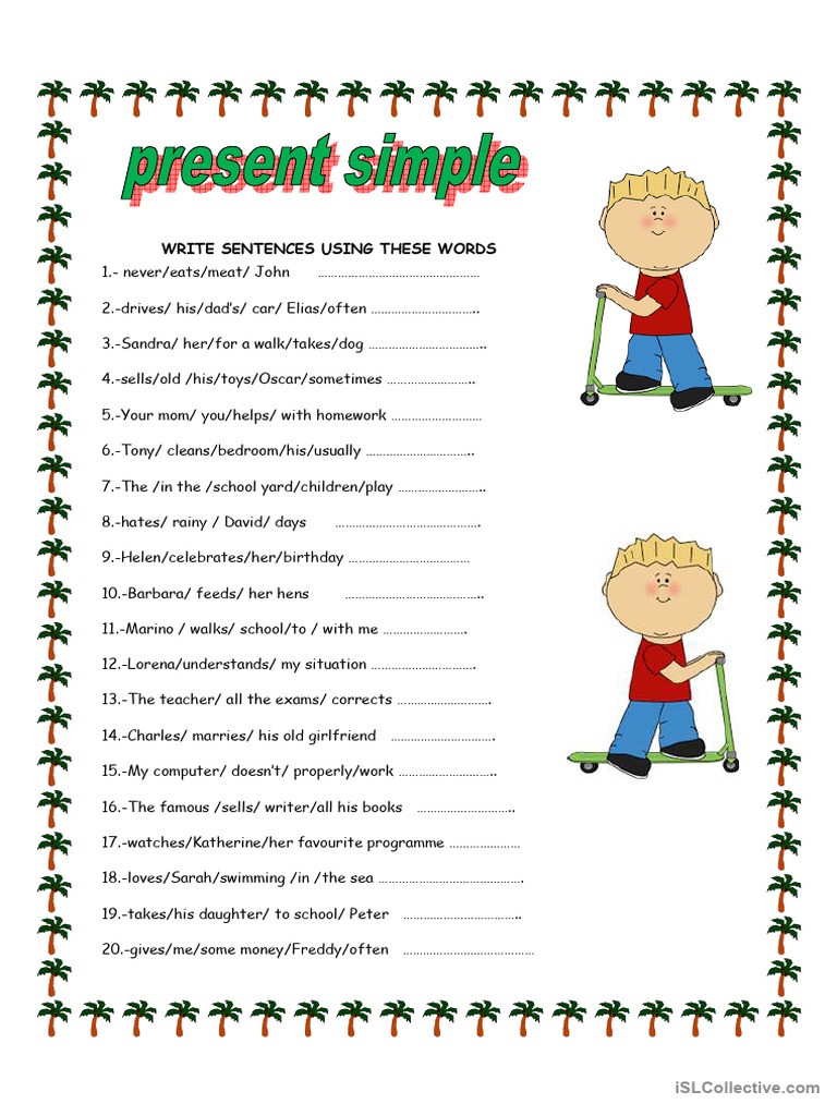 Practice Present Simple Sentences | PDF | Workweek And Weekend