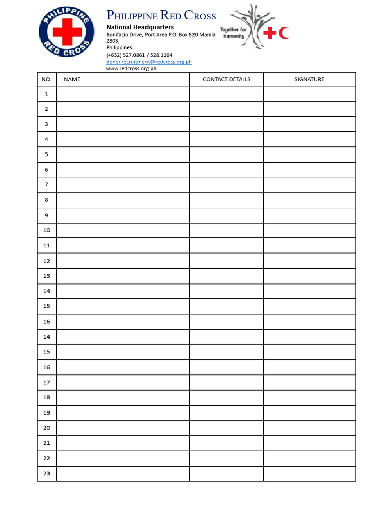 Philippine Red Cross Contact Information | PDF