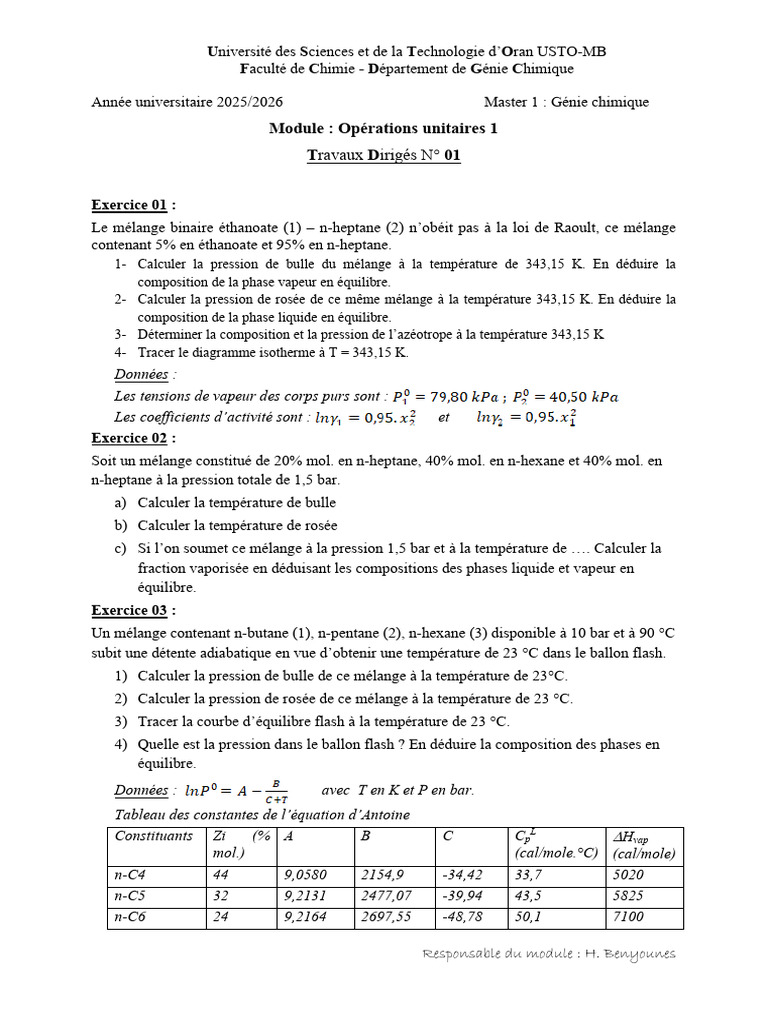Calculs de Pression et Équilibres de Mélanges | PDF | Physique ...