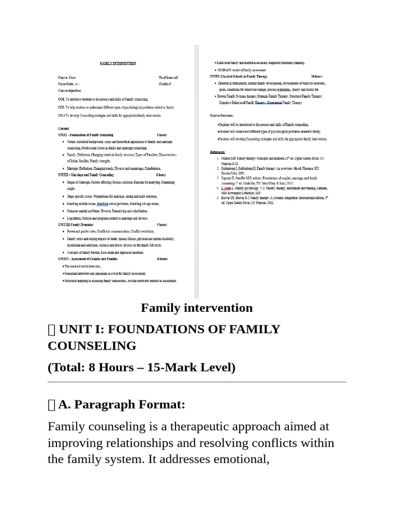 Foundations of Family Counseling | PDF | Psychotherapy | Family Therapy