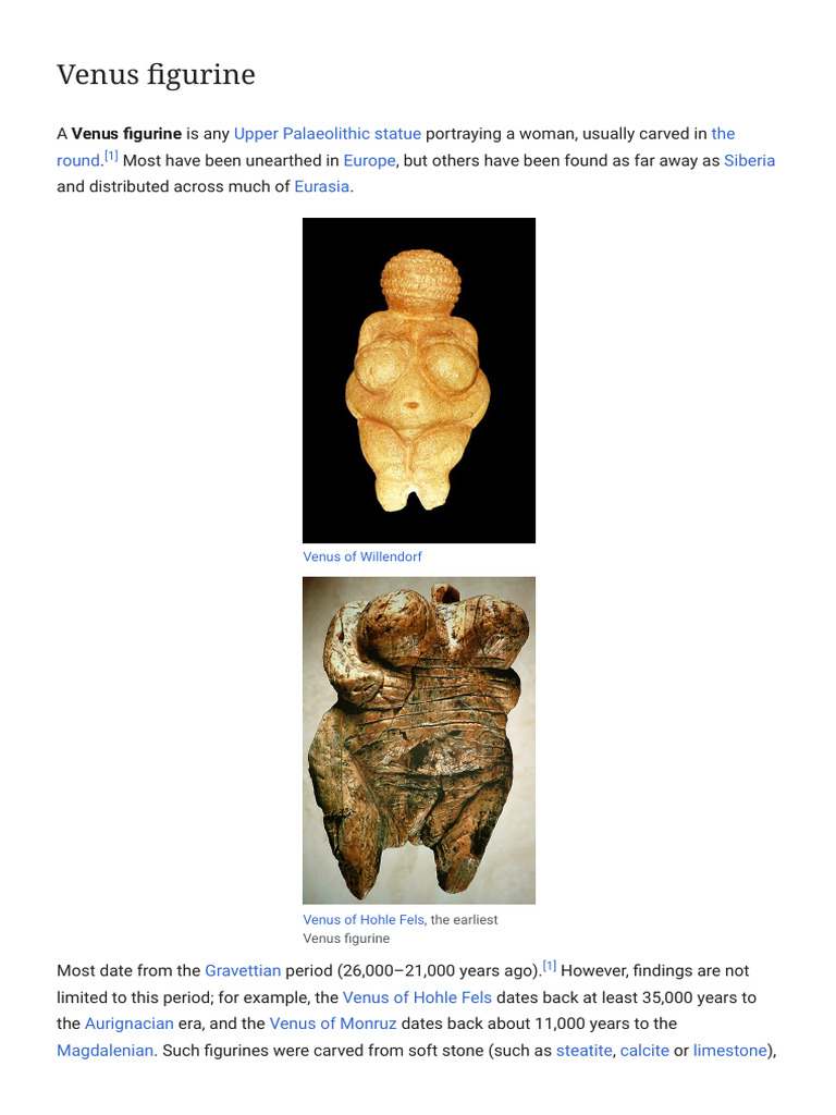 Venus Figurine - Wikipedia | PDF | Stone Age