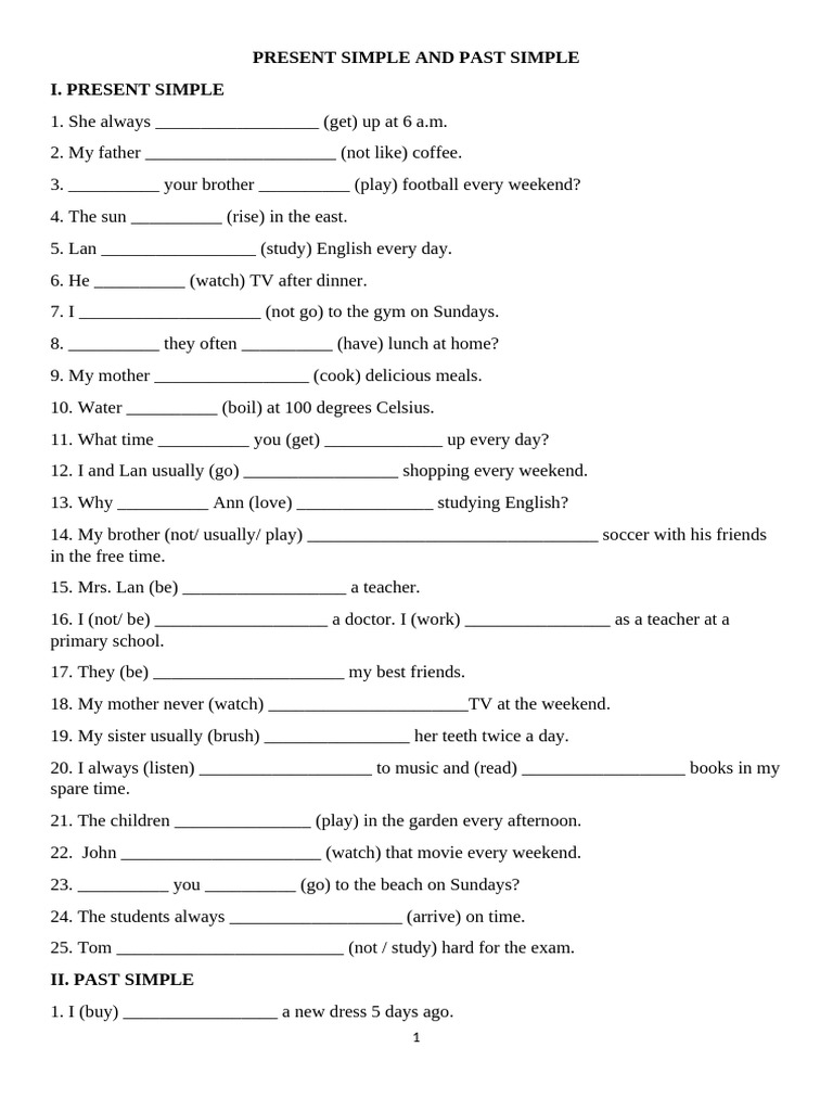 Present and Past Simple Tenses Guide | PDF