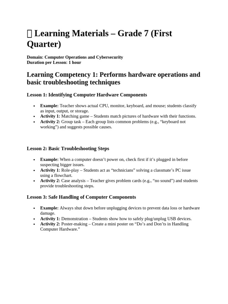 Grade 7 Computer Operations Curriculum | PDF | Logic Gate | Artificial ...